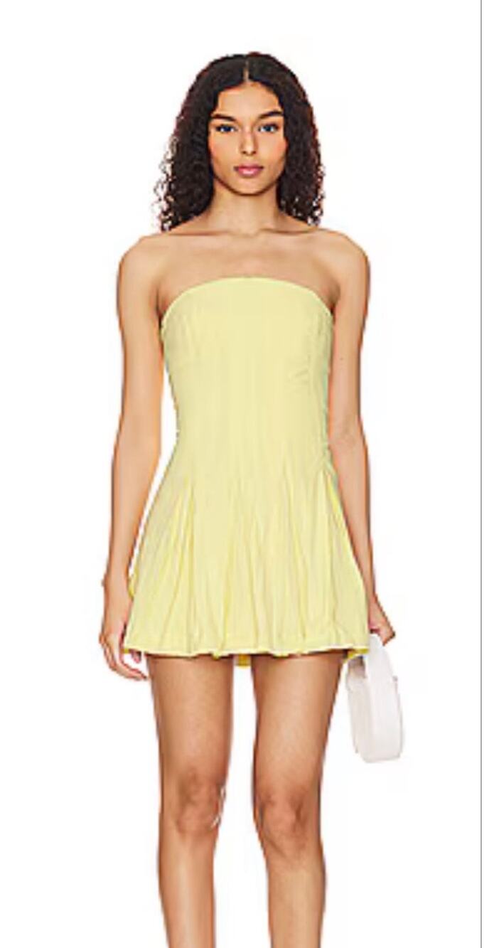 NWT Free People Made Me Smile Mini Dress in Yellow Tansy Size XS